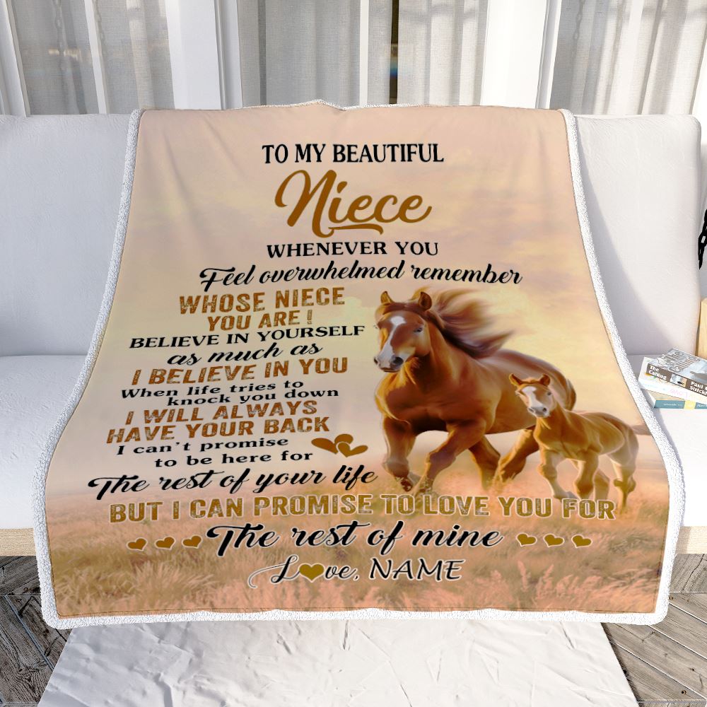 Personalized To My Niece Blanket From Aunt Uncle Auntie Whenever You Feel Horse Niece Birthday Gifts Graduation Christmas Customized Fleece Throw Blanket | siriusteestore