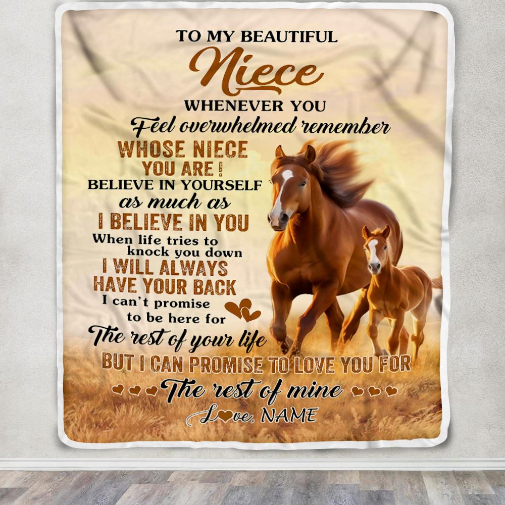 Personalized To My Niece Blanket From Aunt Uncle Auntie Whenever You Feel Horse Niece Birthday Gifts Graduation Christmas Customized Fleece Throw Blanket | siriusteestore