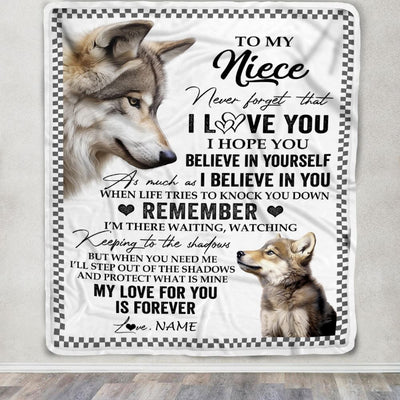 Personalized To My Niece Blanket From Aunt Uncle Auntie Wolf My Love For You Is Forever Niece Birthday Gifts Graduation Christmas Customized Fleece Blanket | siriusteestore