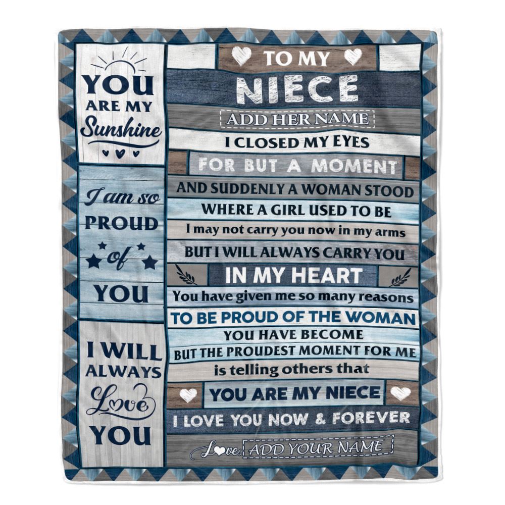 Personalized To My Niece Blanket From Aunt Uncle Auntie Wood I Closed My Eyes Gifts For Niece Birthday Gifts Graduation Christmas Customized Fleece Blanket | siriusteestore