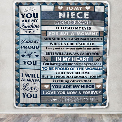 Personalized To My Niece Blanket From Aunt Uncle Auntie Wood I Closed My Eyes Gifts For Niece Birthday Gifts Graduation Christmas Customized Fleece Blanket | siriusteestore