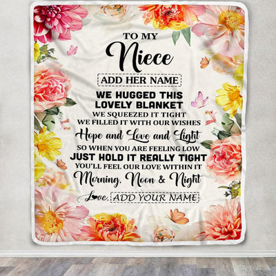 Personalized To My Niece Blanket From Aunt Uncle Floral We Hugged This Lovely Niece Birthday Gifts Graduation Christmas Customized Fleece Throw Blanket | siriusteestore