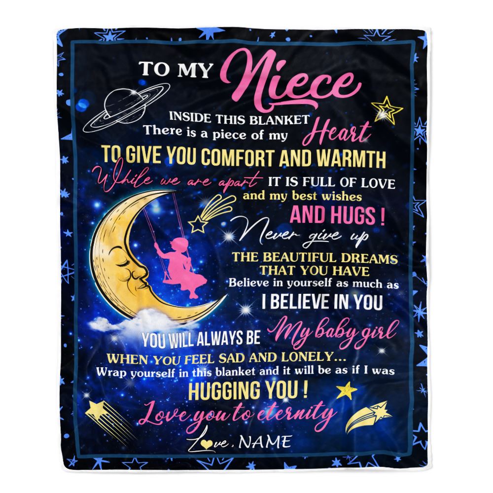 Personalized To My Niece Blanket From Aunt Uncle Inside This Blanket Sleeping Moon Niece Birthday Christmas Customized Bed Fleece Throw Blanket | siriusteestore