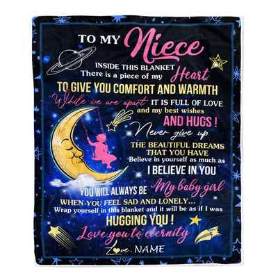 Personalized To My Niece Blanket From Aunt Uncle Inside This Blanket Sleeping Moon Niece Birthday Christmas Customized Bed Fleece Throw Blanket | siriusteestore