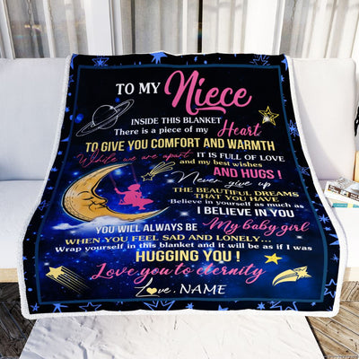 Personalized To My Niece Blanket From Aunt Uncle Inside This Blanket Sleeping Moon Niece Birthday Christmas Customized Bed Fleece Throw Blanket | siriusteestore
