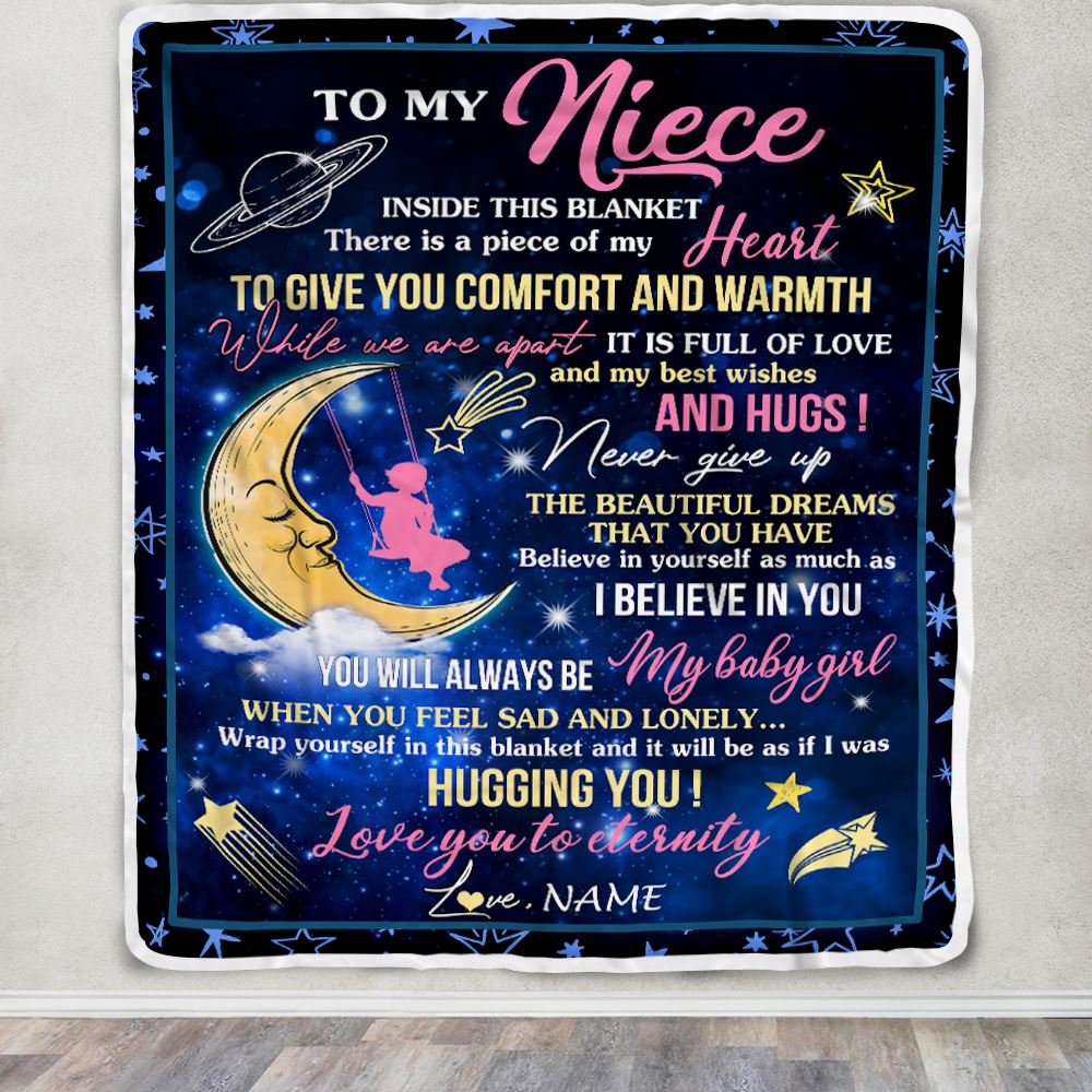 Personalized To My Niece Blanket From Aunt Uncle Inside This Blanket Sleeping Moon Niece Birthday Christmas Customized Bed Fleece Throw Blanket | siriusteestore