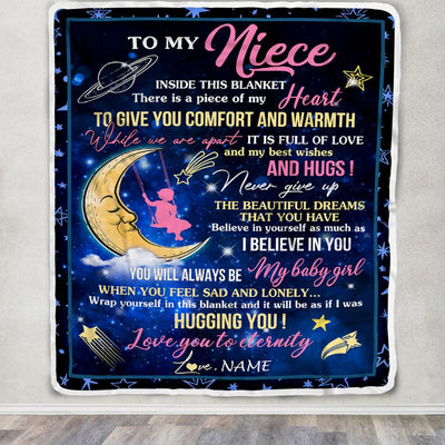 Personalized To My Niece Blanket From Aunt Uncle Inside This Blanket Sleeping Moon Niece Birthday Christmas Customized Bed Fleece Throw Blanket | siriusteestore