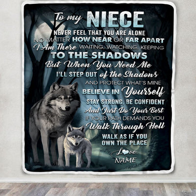 Personalized To My Niece Blanket From Aunt Uncle Never Feel That You Are Alone Wolf Niece Birthday Graduation Christmas Customized Gift Fleece Throw Blanket | siriusteestore