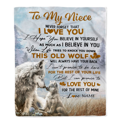 Personalized To My Niece Blanket From Aunt Uncle Never Forget That I Love You Wolf Niece Birthday Graduation Christmas Customized Bed Fleece Throw Blanket | siriusteestore