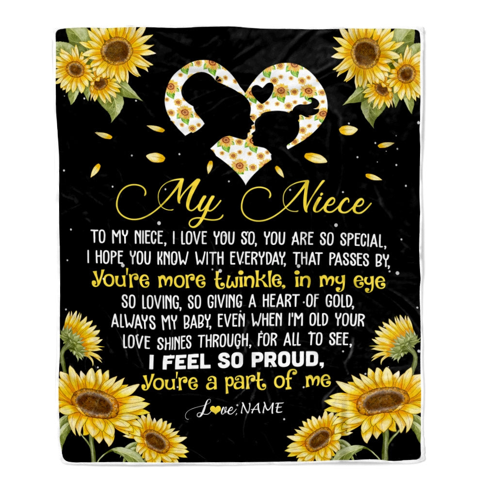 Personalized To My Niece Blanket From Aunt Uncle Sunflower I Love You So Special Niece Birthday Graduation Christmas Customized Bed Fleece Throw Blanket | siriusteestore