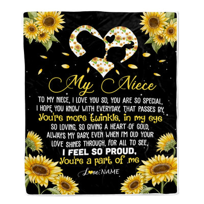 Personalized To My Niece Blanket From Aunt Uncle Sunflower I Love You So Special Niece Birthday Graduation Christmas Customized Bed Fleece Throw Blanket | siriusteestore