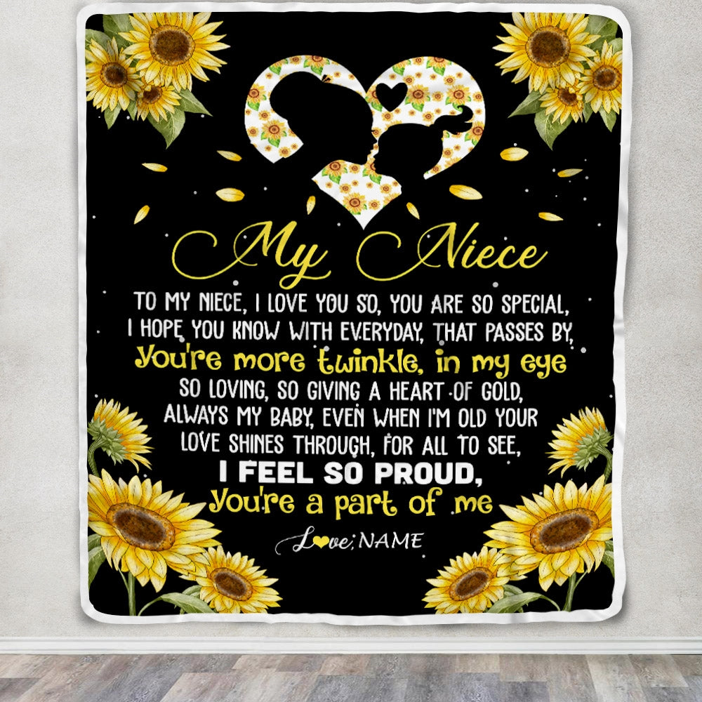 Personalized To My Niece Blanket From Aunt Uncle Sunflower I Love You So Special Niece Birthday Graduation Christmas Customized Bed Fleece Throw Blanket | siriusteestore