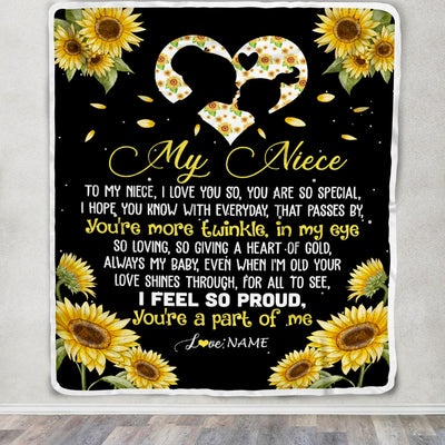 Personalized To My Niece Blanket From Aunt Uncle Sunflower I Love You So Special Niece Birthday Graduation Christmas Customized Bed Fleece Throw Blanket | siriusteestore