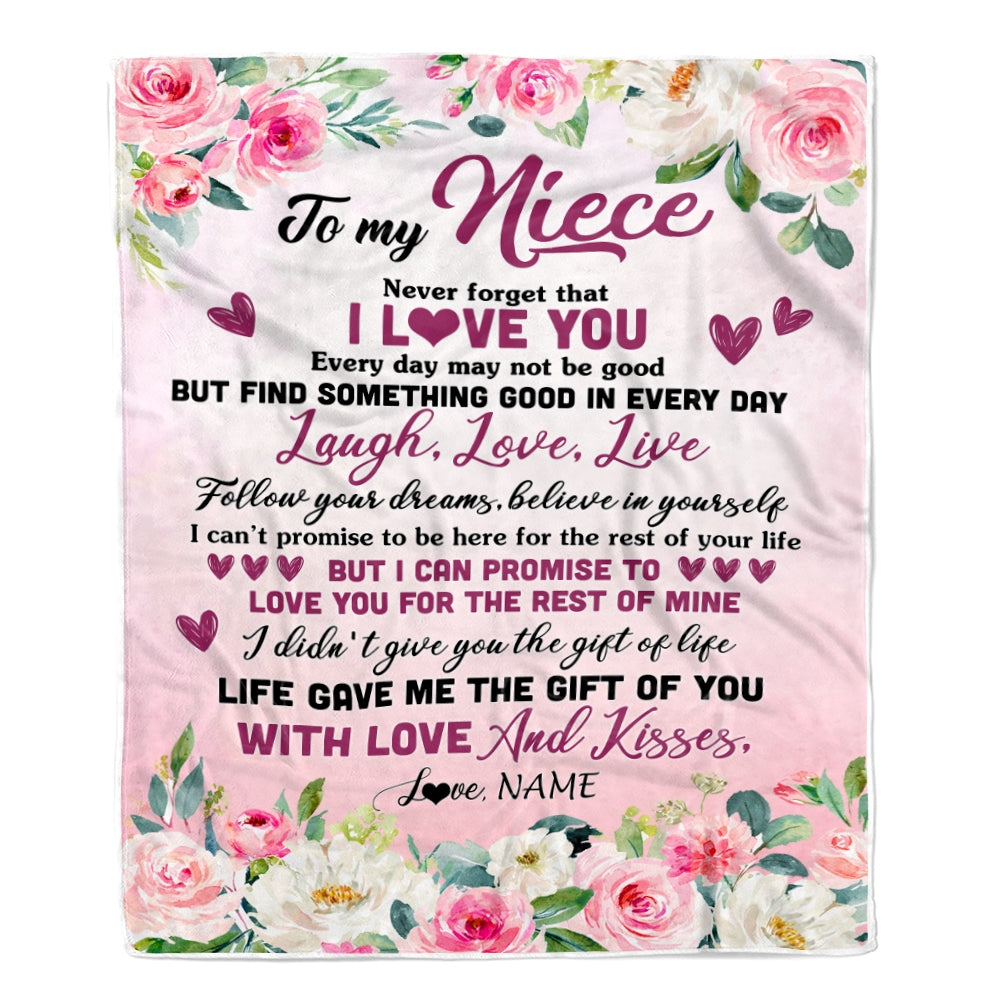 Personalized To My Niece Blanket From Aunt Uncle Titi Never Forget I Love You Flower Niece Birthday Graduation Christmas Customized Bed Fleece Throw Blanket | siriusteestore