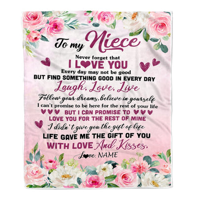 Personalized To My Niece Blanket From Aunt Uncle Titi Never Forget I Love You Flower Niece Birthday Graduation Christmas Customized Bed Fleece Throw Blanket | siriusteestore