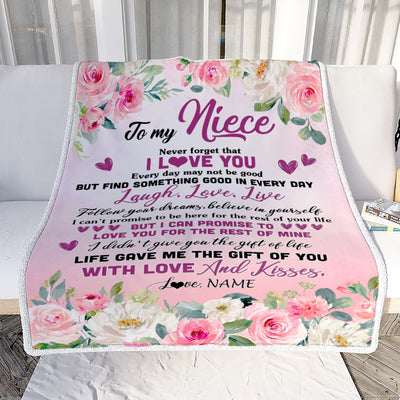 Personalized To My Niece Blanket From Aunt Uncle Titi Never Forget I Love You Flower Niece Birthday Graduation Christmas Customized Bed Fleece Throw Blanket | siriusteestore