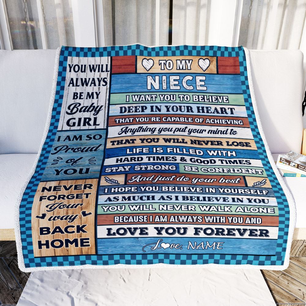 Personalized To My Niece Blanket From Aunt Uncle Wood Gifts For Niece Going To College Birthday Graduation Christmas Customized Gift Fleece Throw Blanket | siriusteestore