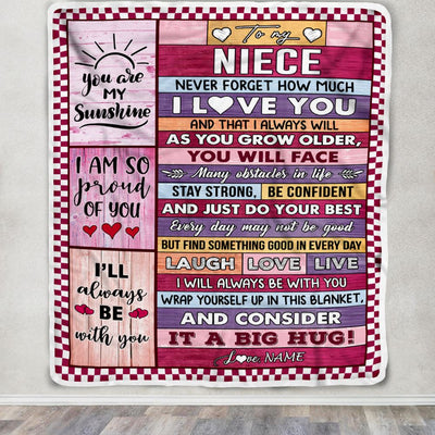 Personalized To My Niece Blanket From Aunt Uncle Wood Never Forget How Much I Love You Niece Birthday Graduation Christmas Customized Fleece Throw Blanket | siriusteestore