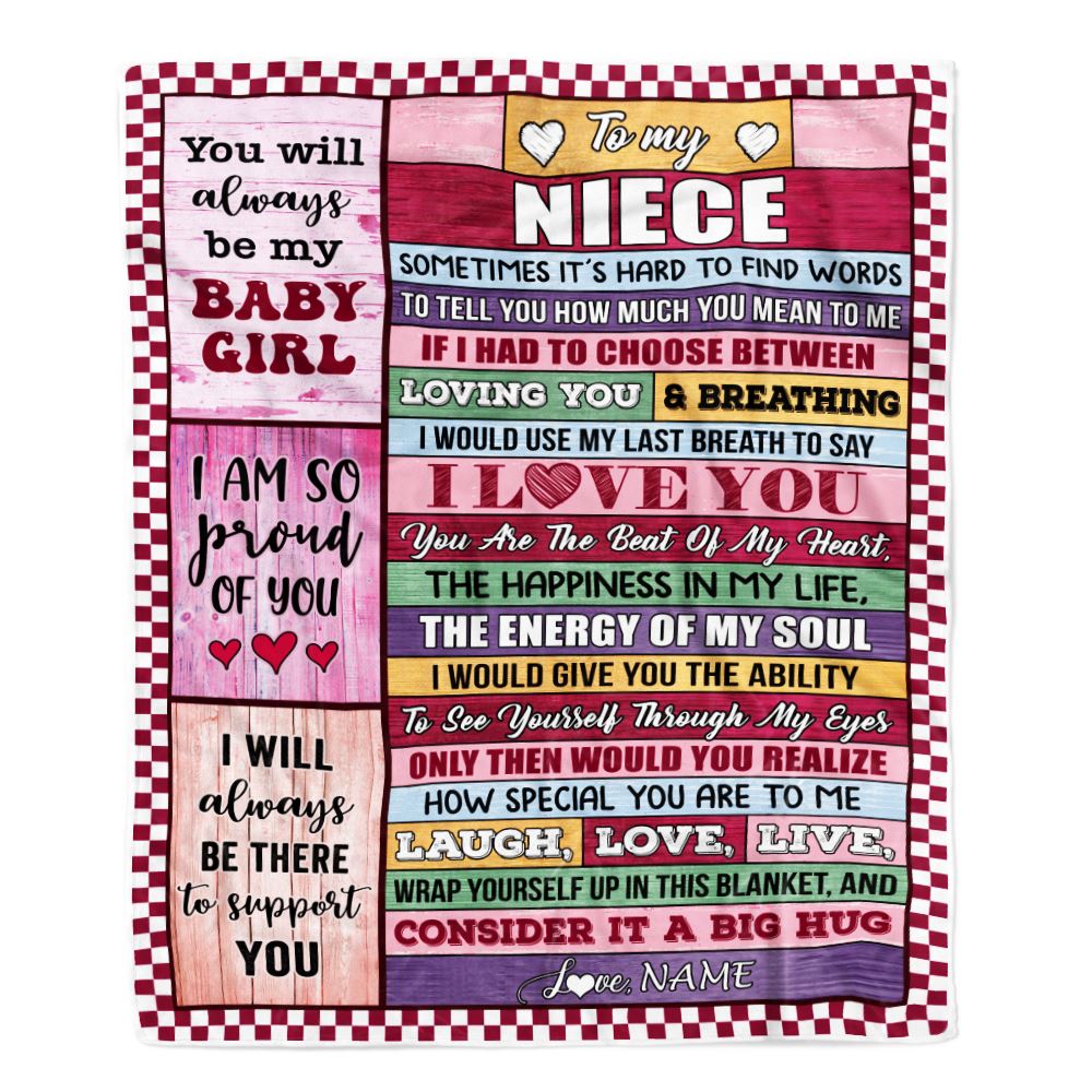 Personalized To My Niece Blanket From Aunt Uncle Wood You Mean Yo Me Baby Girl Niece Birthday Graduation Christmas Customized Gift Fleece Throw Blanket | siriusteestore