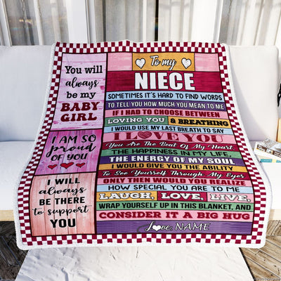 Personalized To My Niece Blanket From Aunt Uncle Wood You Mean Yo Me Baby Girl Niece Birthday Graduation Christmas Customized Gift Fleece Throw Blanket | siriusteestore