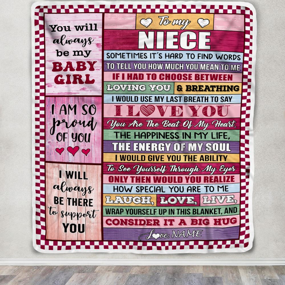 Personalized To My Niece Blanket From Aunt Uncle Wood You Mean Yo Me Baby Girl Niece Birthday Graduation Christmas Customized Gift Fleece Throw Blanket | siriusteestore