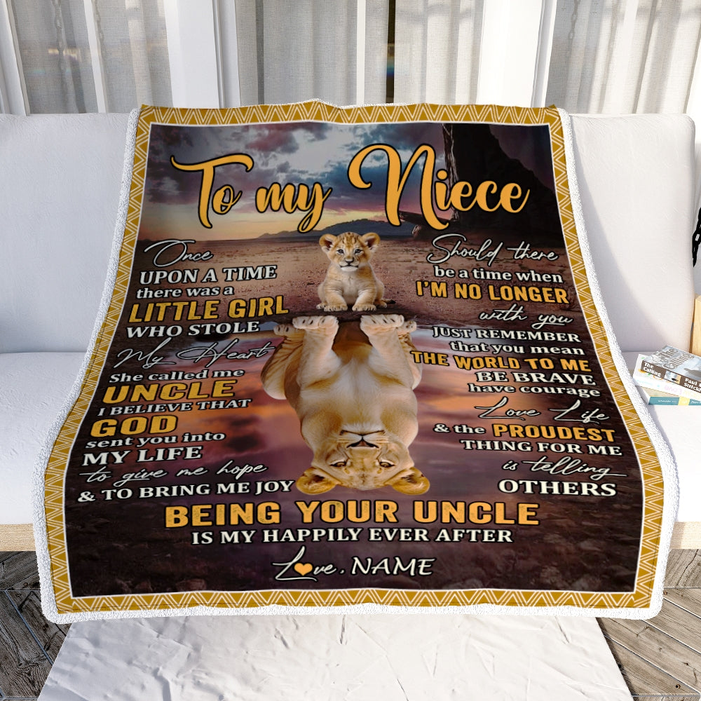 Personalized To My Niece Blanket From Dad Father Being Your Dad Is My Happily Ever Niece Birthday Gifts Graduation Christmas Customized Fleece Throw Blanket | siriusteestore