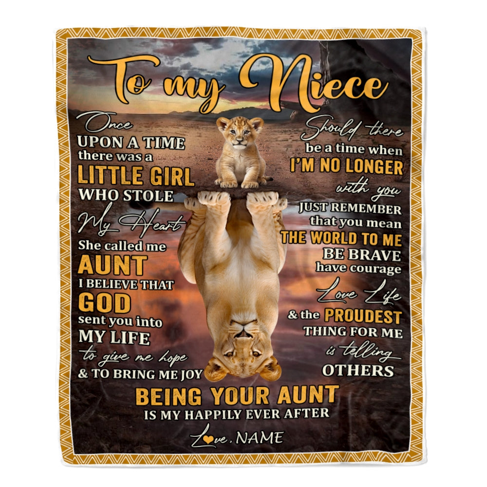 Personalized To My Niece Blanket From Mom Lion Being Your Mom Is My Happily Ever Niece Birthday Gifts Graduation Christmas Customized Fleece Throw Blanket | siriusteestore