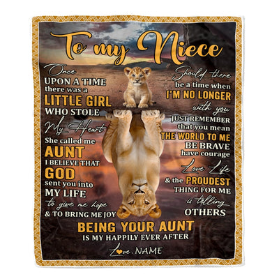 Personalized To My Niece Blanket From Mom Lion Being Your Mom Is My Happily Ever Niece Birthday Gifts Graduation Christmas Customized Fleece Throw Blanket | siriusteestore