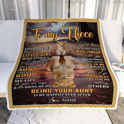 Personalized To My Niece Blanket From Mom Lion Being Your Mom Is My Happily Ever Niece Birthday Gifts Graduation Christmas Customized Fleece Throw Blanket | siriusteestore