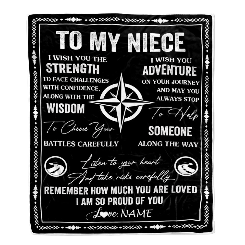 Personalized To My Niece Blanket From Uncle Aunt Auntie I Wish You The Strength Niece Birthday Gifts Graduation Christmas Customized Fleece Throw Blanket | siriusteestore
