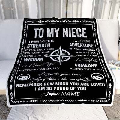 Personalized To My Niece Blanket From Uncle Aunt Auntie I Wish You The Strength Niece Birthday Gifts Graduation Christmas Customized Fleece Throw Blanket | siriusteestore
