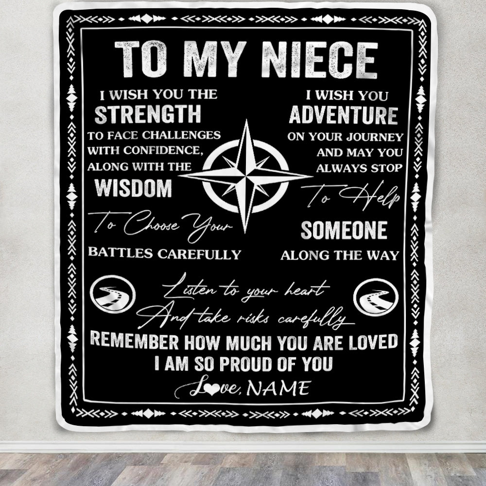 Personalized To My Niece Blanket From Uncle Aunt Auntie I Wish You The Strength Niece Birthday Gifts Graduation Christmas Customized Fleece Throw Blanket | siriusteestore