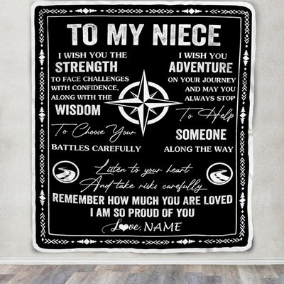 Personalized To My Niece Blanket From Uncle Aunt Auntie I Wish You The Strength Niece Birthday Gifts Graduation Christmas Customized Fleece Throw Blanket | siriusteestore