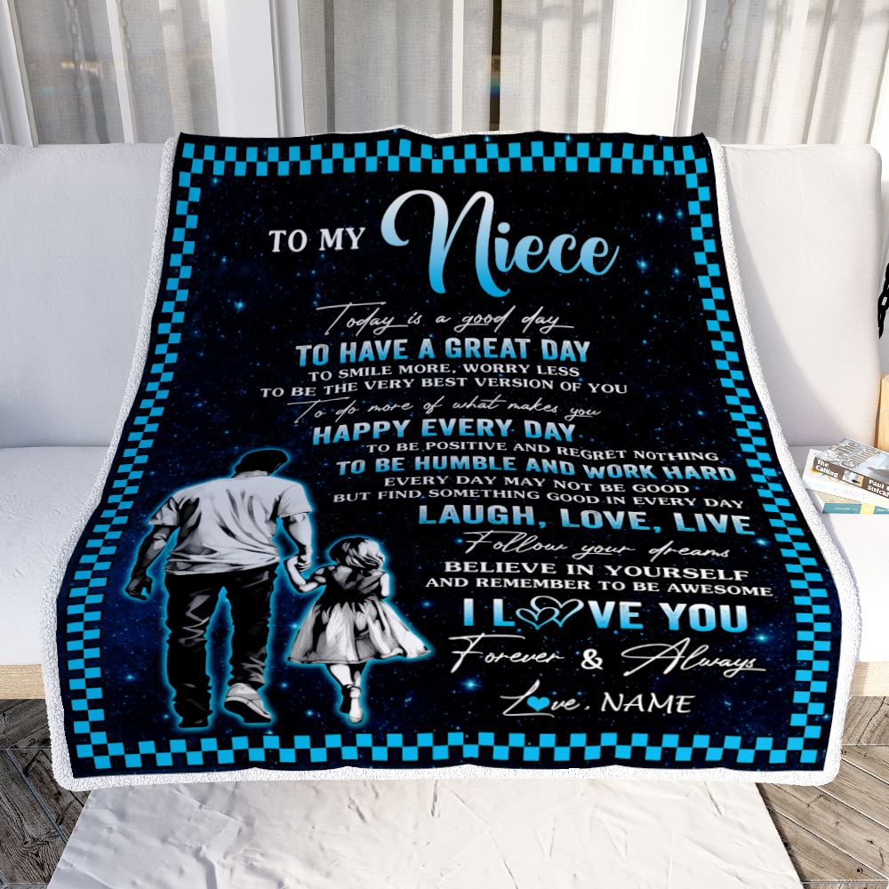 Personalized To My Niece Blanket From Uncle Every Day Laugh Love Live Uncle Niece Birthday Gifts Graduation Christmas Customized Fleece Throw Blanket | siriusteestore