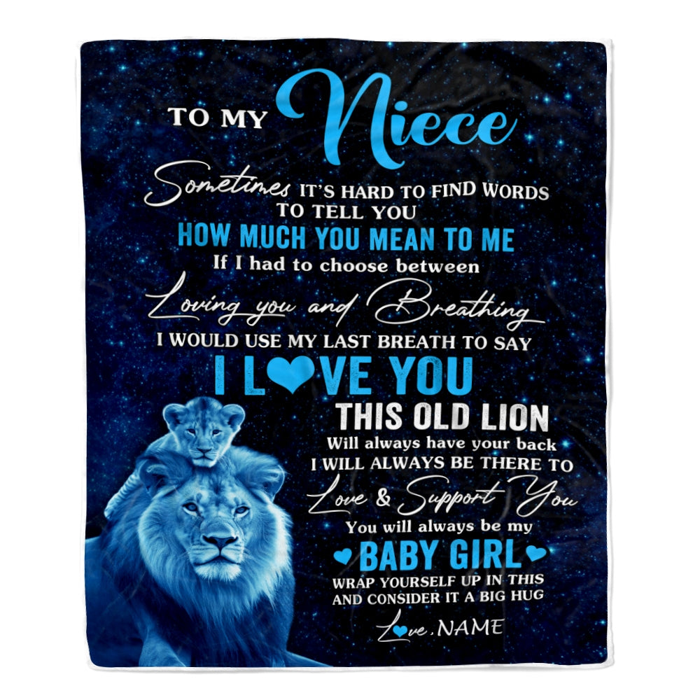 Personalized To My Niece Blanket From Uncle I Love You This Old Lion Niece Birthday Graduation Christmas Customized Bed Fleece Throw Blanket | siriusteestore
