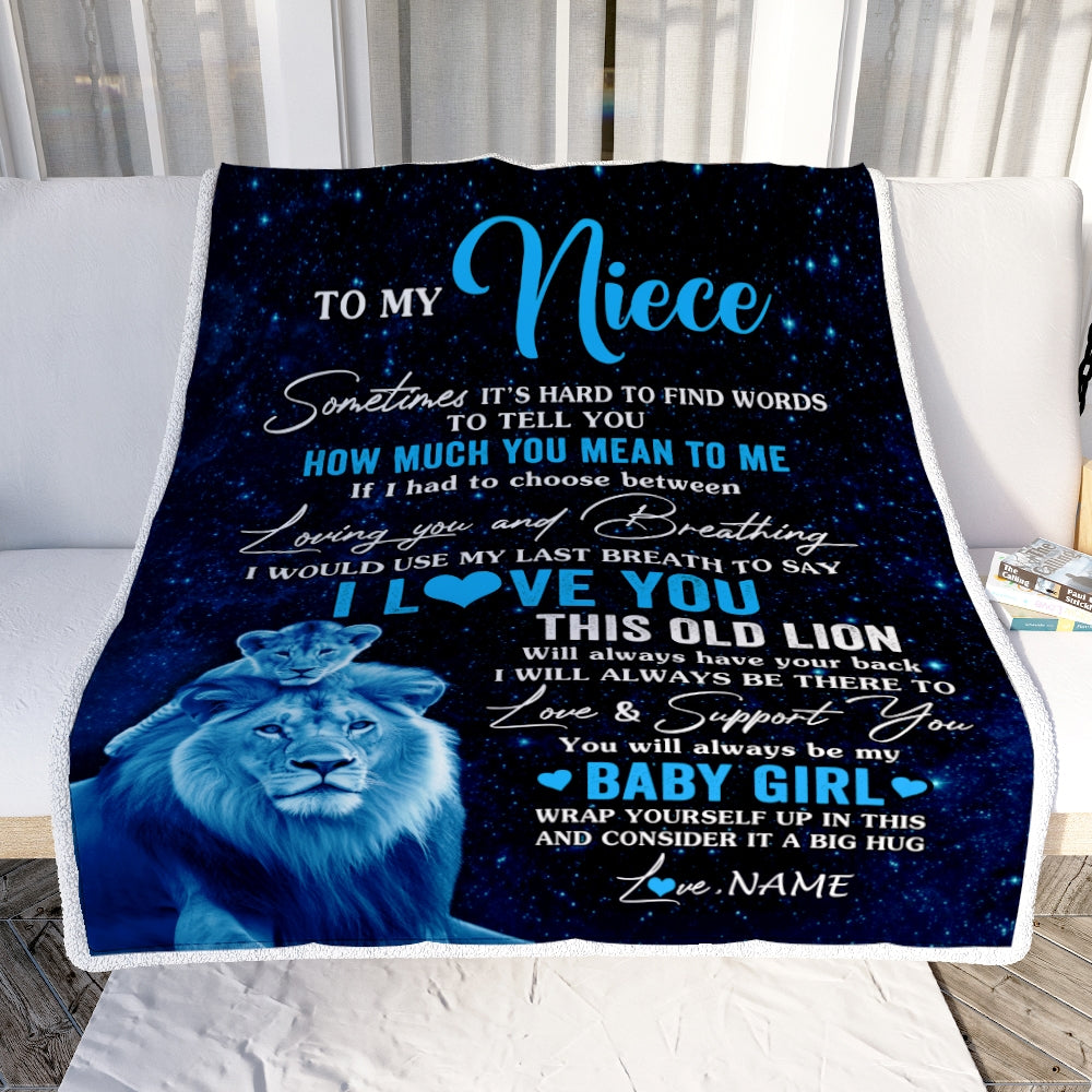 Personalized To My Niece Blanket From Uncle I Love You This Old Lion Niece Birthday Graduation Christmas Customized Bed Fleece Throw Blanket | siriusteestore