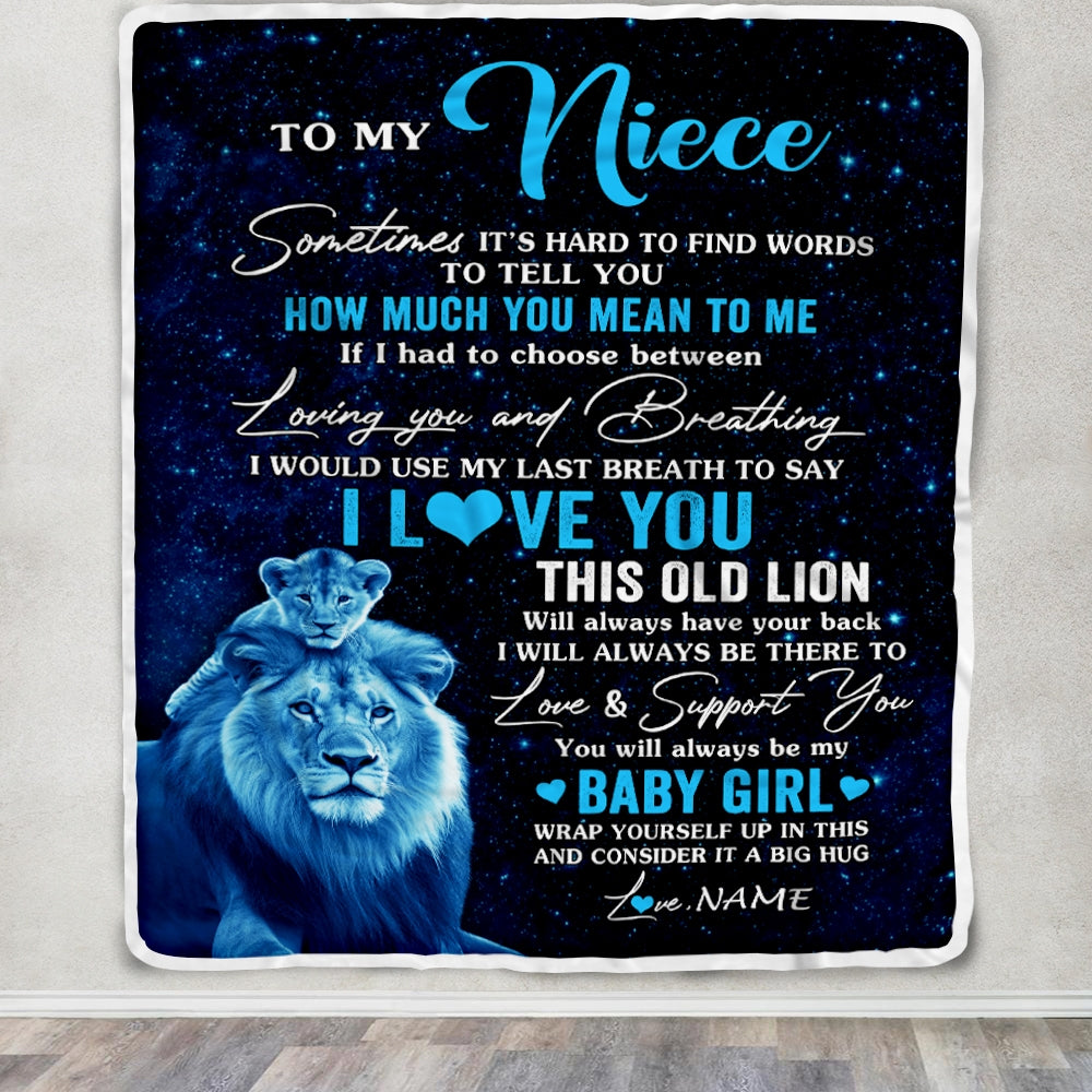 Personalized To My Niece Blanket From Uncle I Love You This Old Lion Niece Birthday Graduation Christmas Customized Bed Fleece Throw Blanket | siriusteestore