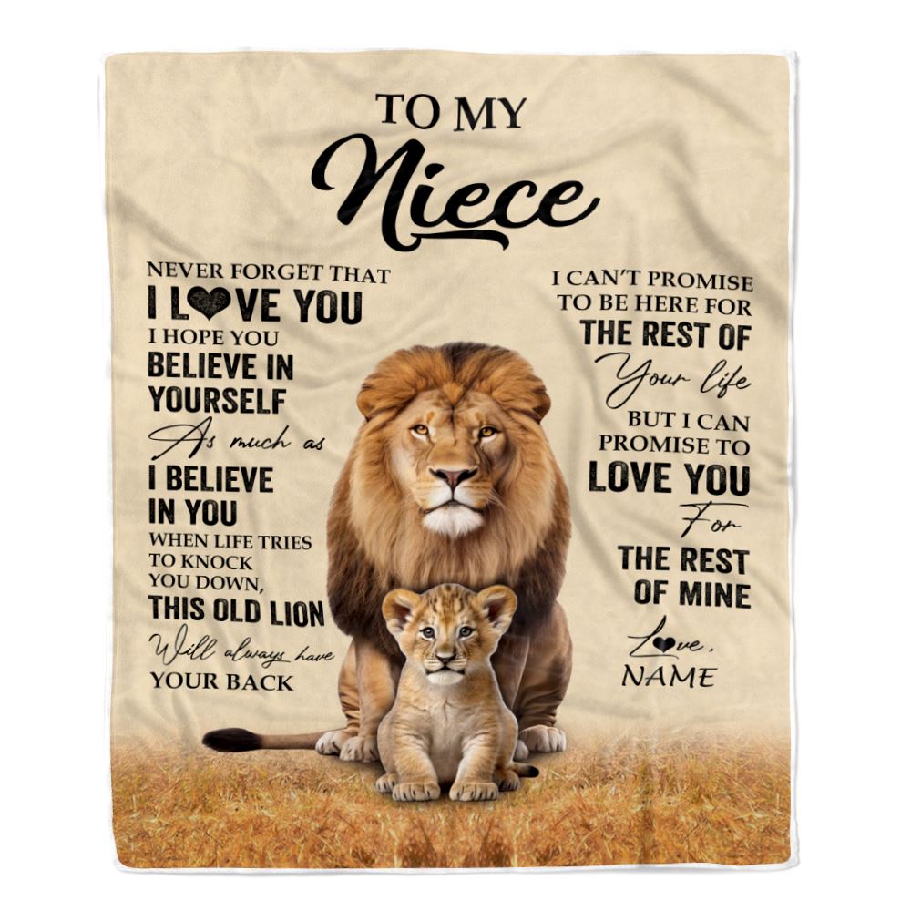 Personalized To My Niece Blanket From Uncle Lion Never Forget That I Love You Niece Birthday Gifts Graduation Christmas Customized Fleece Throw Blanket | siriusteestore