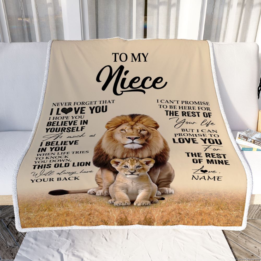 Personalized To My Niece Blanket From Uncle Lion Never Forget That I Love You Niece Birthday Gifts Graduation Christmas Customized Fleece Throw Blanket | siriusteestore