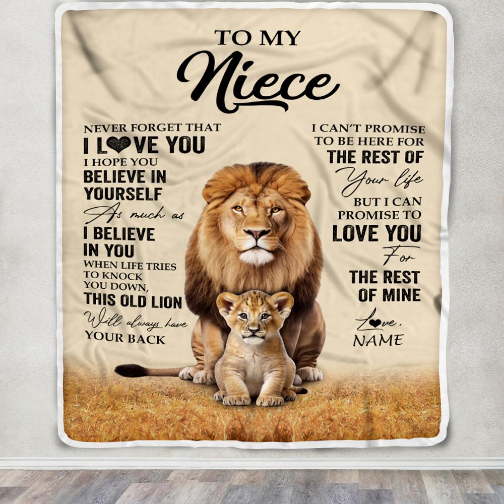 Personalized To My Niece Blanket From Uncle Lion Never Forget That I Love You Niece Birthday Gifts Graduation Christmas Customized Fleece Throw Blanket | siriusteestore
