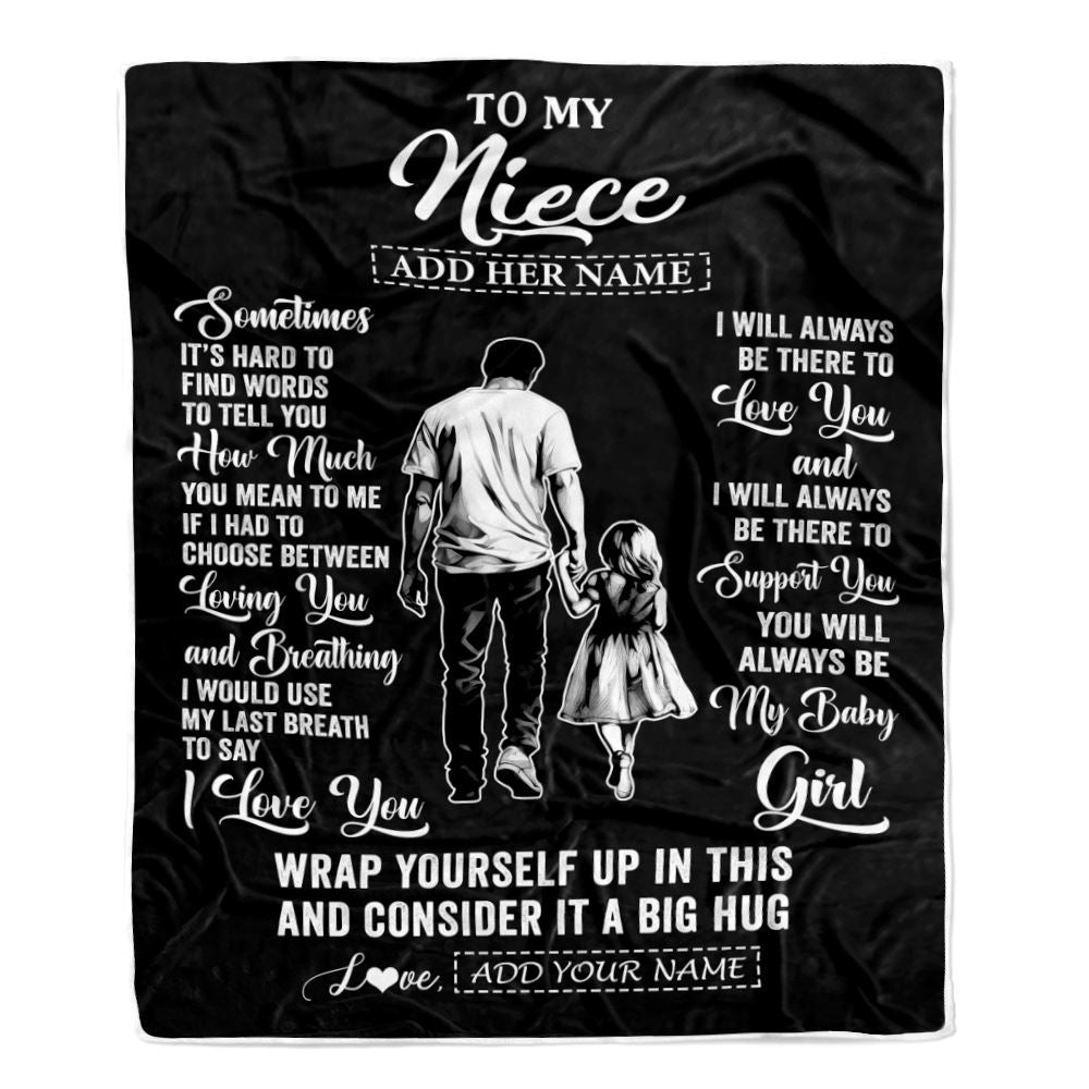 Personalized To My Niece Blanket From Uncle Sometimes It's Hard Niece Birthday Gifts Graduation Christmas Customized Fleece Throw Blanket | siriusteestore