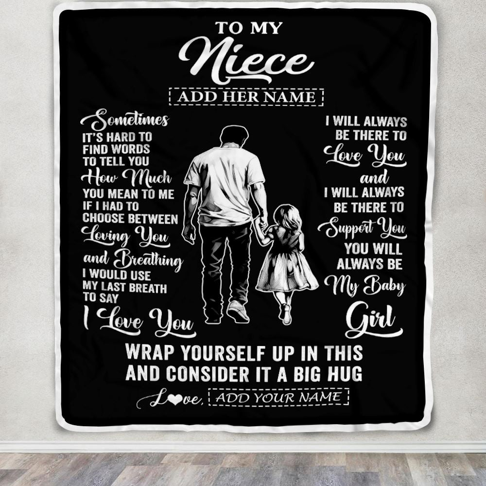 Personalized To My Niece Blanket From Uncle Sometimes It's Hard Niece Birthday Gifts Graduation Christmas Customized Fleece Throw Blanket | siriusteestore