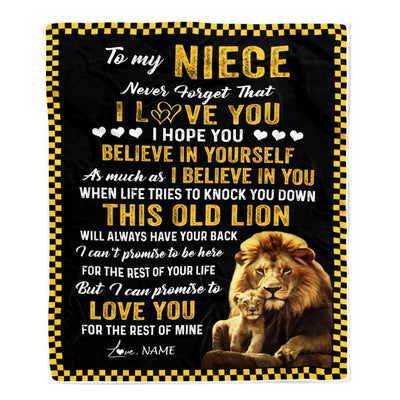 Personalized To My Niece Blanket From Uncle This Old Lion Love You Niece Birthday Graduation Christmas Customized Bed Fleece Throw Blanket | siriusteestore