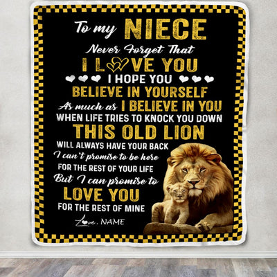 Personalized To My Niece Blanket From Uncle This Old Lion Love You Niece Birthday Graduation Christmas Customized Bed Fleece Throw Blanket | siriusteestore