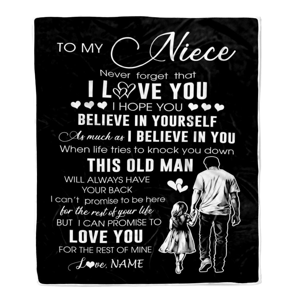 Personalized To My Niece Blanket From Uncle This Old Man Love You Niece Birthday Gifts Graduation Christmas Customized Bed Fleece Throw Blanket | siriusteestore