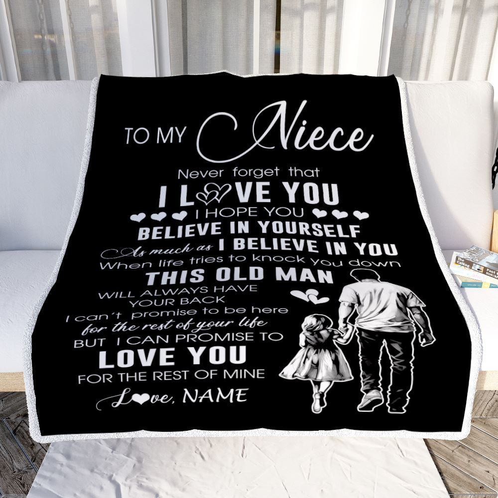 Personalized To My Niece Blanket From Uncle This Old Man Love You Niece Birthday Gifts Graduation Christmas Customized Bed Fleece Throw Blanket | siriusteestore