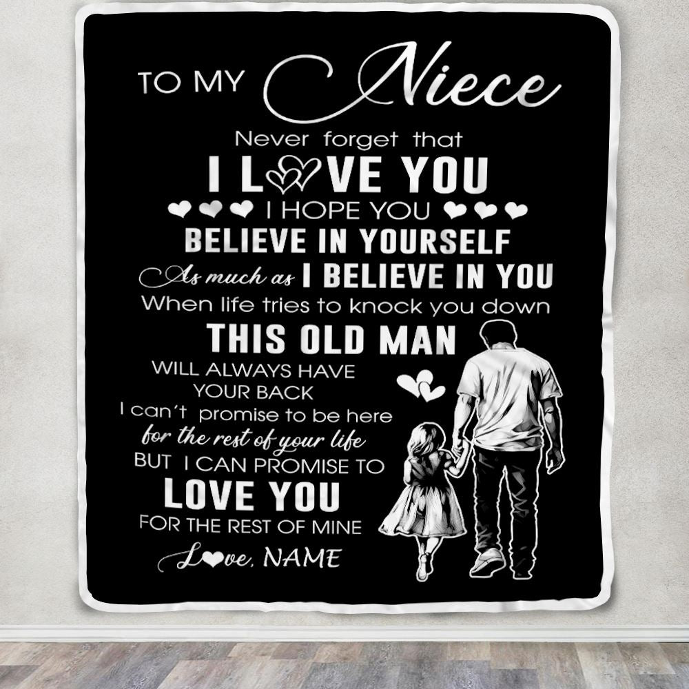 Personalized To My Niece Blanket From Uncle This Old Man Love You Niece Birthday Gifts Graduation Christmas Customized Bed Fleece Throw Blanket | siriusteestore
