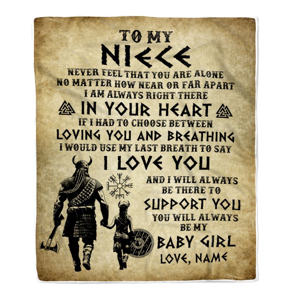 Personalized To My Niece Blanket From Uncle Viking Never Feel That You Are Alone Viking Niece Birthday Gifts Graduation Christmas Customized Fleece Blanket | siriusteestore