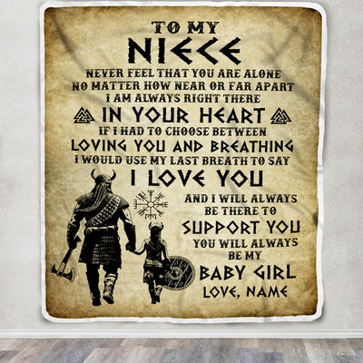 Personalized To My Niece Blanket From Uncle Viking Never Feel That You Are Alone Viking Niece Birthday Gifts Graduation Christmas Customized Fleece Blanket | siriusteestore