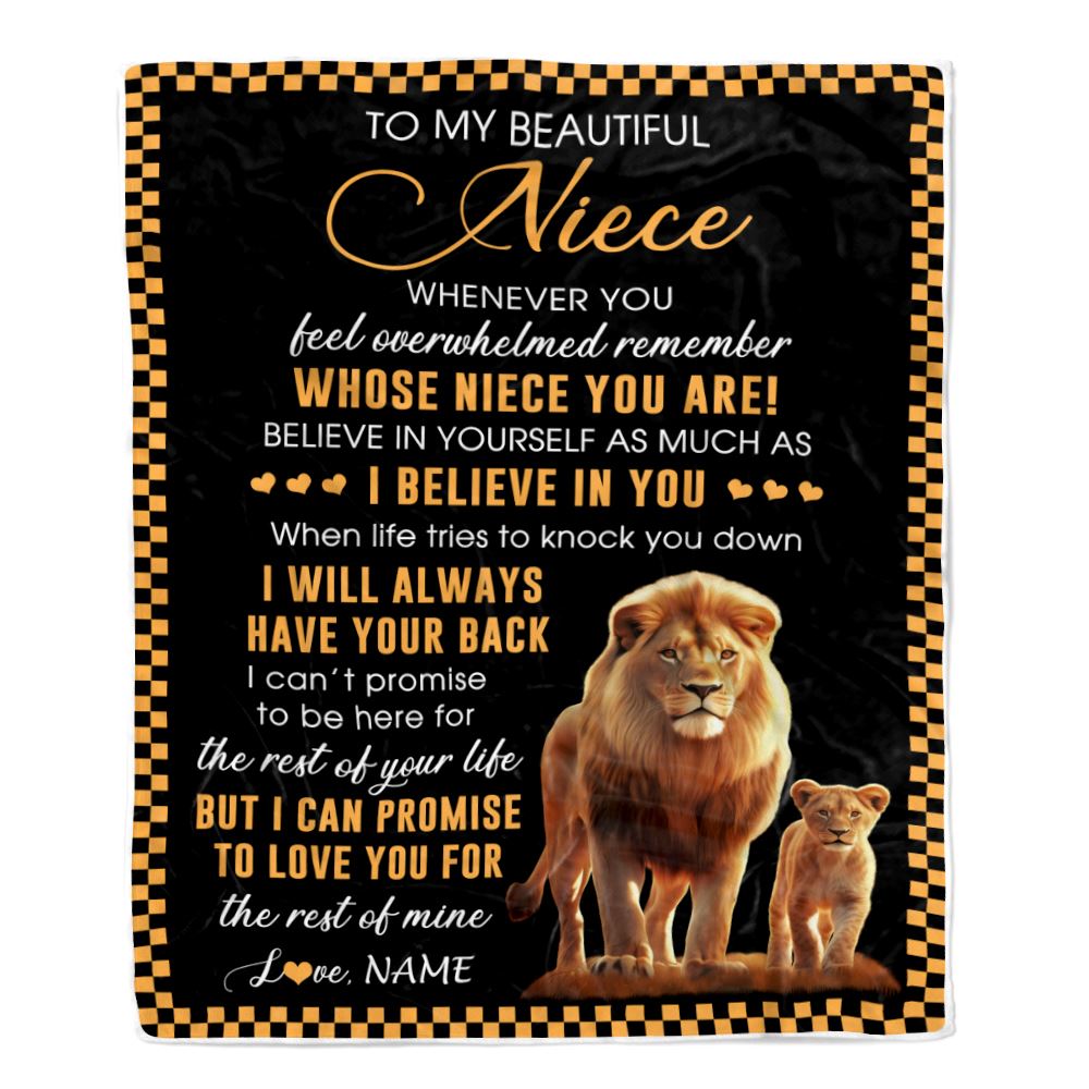 Personalized To My Niece Blanket From Uncle Whenever You Feel Lion Niece Birthday Gifts Graduation Christmas Customized Fleece Throw Blanket | siriusteestore